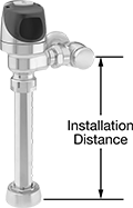 Image of Product. Front orientation. Contains Annotated. Urinal Flush Valves. Touch-Free Urinal Flush Valves, Sloan, For 1 1/4" Diameter Urinal Inlets.