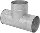 Image of Product. Front orientation. Duct and Fittings. Quick-Disconnect Duct and Fittings, Tee Connectors.