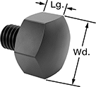 Image of Attribute. Front orientation. Contains Annotated. Threaded Locating and Support Buttons, Domed Head.