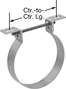 Image of Product. Front orientation. Contains Annotated. Pipe Standoff Clamps. Adjustable Pipe Standoff Clamps.