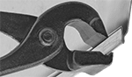 Image of ProductInUse. Front orientation. ZoomedIn view. Seam-Opening Pliers.