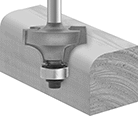 Image of ProductInUse. Corner Cut Style. Front orientation. Corner-Rounding Cut Style. Router Bit Sets.