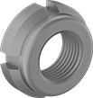 Image of Product. Zinc-Plated Carbon Steel. Front orientation. Bearing Nuts. Bearing Locknuts, Chamfered Face, Zinc-Plated Carbon Steel.