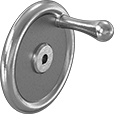 Image of Product. Front orientation. Hand Wheels. Unthreaded Through-Hole-Mount Solid Hand Wheels, Flat Hand Wheels with Revolving Handle.