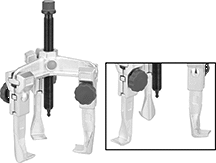 Image of Product. Front orientation. Contains Inset. Gear and Bearing Pullers. Quick-Hold Reversible-Jaw External/Internal-Grip Gear and Bearing Pullers , Two Jaws with Tips on One End, Standard Jaw—Bar Control.