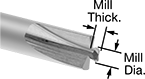 Image of Attribute. Front orientation. ZoomedIn view. Contains Annotated. Carbide Dovetail End Mills for O-Rings.