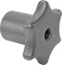 Image of Product. Style 12. Front orientation. Style 12. Threaded Through-Hole Knobs, Six-Arm Grip.