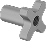 Image of Product. Style 8. Front orientation. Four-Arm Grip. Threaded Through-Hole Knobs, Style 8.