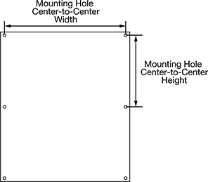 Image of Attribute. Front orientation. Contains Annotated. Perforated Electrical Enclosure Panels.