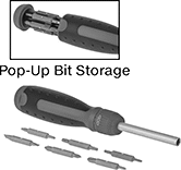 Image of Product. Front orientation. Contains Annotated, Inset. Screwdrivers. Ratcheting Bit Screwdrivers, Bit Screwdrivers with Bit Storage in Handle.