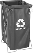 Image of ProductInUse. Shown with Stand. Front orientation. Drawstring Bags. Fold-Up Drawstring Recycling Bags and Stand.