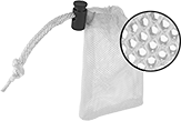 Image of Product. Front orientation. Contains Inset. Drawstring Bags. Mesh Drawstring Storage Bags, Polyester Fabric, Extra-Fine Mesh.