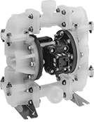 Image of Product. Front orientation. Double Diaphragm Pumps. Polypropylene Air-Powered Double Diaphragm Pumps for Chemicals, Threaded Bottom Intake and Threaded Top Discharge.