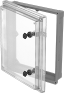 Image of Product. Front orientation. HMI Covers. See-Through HMI Covers for Enclosures, Key-Lock Closure.