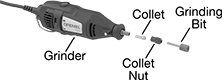 Image of System. Front orientation. Contains Annotated. Rotary Tool Collets. Rotary Tool Collets for Dremel Bit and Bur Grinders.