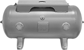 Image of Product. Horizontal with Mounting Plate. Front orientation. Compressed Air Storage Tanks. ASME-Code Compressed Air Storage Tanks, Horizontal with Mounting Plate.