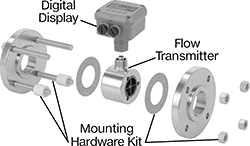 Image of System. Components Sold Separately (Pipe Flanges Not Included). Front orientation. Contains Annotated. Flow Transmitters. Build-Your-Own Flanged Pipe Flow Transmitters.