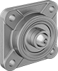Food-and-Beverage Permanently Lubricated Mounted Ball Bearings with Four-Bolt Flange
