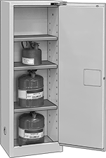 Image of ProductInUse. Stationary Cabinets with 1 Hinged Door. Front orientation. Cabinets. Safety Cabinets for Flammables, Stationary—Assembled, 1 Door, Hinged Door.