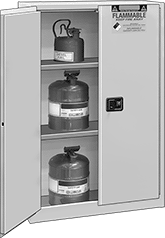 Image of ProductInUse. Stationary Cabinets with 2 Hinged Doors. Front orientation. Cabinets. Safety Cabinets for Flammables, Stationary—Assembled, With 2 Hinged Doors .