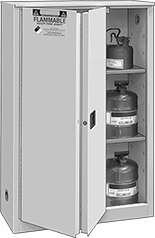 Image of ProductInUse. Stationary Cabinets with 1 Sliding Door. Front orientation. Cabinets. Safety Cabinets for Flammables, Stationary—Assembled, 1 Door, Sliding Door.