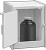 Image of ProductInUse. 1 Door. Front orientation. Cabinets. Tabletop Safety Cabinets for Nonflammable Acids and Corrosives, Plastic—White, With 1 Hinged Door—Assembled.