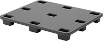 Image of Product. Front orientation. Pallets. Nestable Plastic Pallets, Solid Surface, Style H.