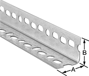 Image of Product. L-Shaped Rail Round and Slot Mounting Hole. Front orientation. Contains Annotated. Bolt-Together Framing and Fittings. Flat and Angled Bolt-Together Framing and Fittings , Rails, L-Shaped Rail, Slot Mounting Hole, Round Mounting Hole.