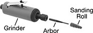 Image of System. Front orientation. Contains Annotated. Cartridge Sanding Roll Arbors. Spiral-Wound Cartridge Sanding Roll Arbors.