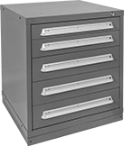 Image of Product. 5 Drawers. Front orientation. Cabinets. Heavy Duty Bench-Height Drawer Cabinets, Stationary, Painted Steel—Assembled, 5 Drawers.
