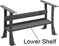 Image of ProductInUse. Front orientation. Contains Annotated. Workbench Shelves. Standard Duty Adjustable-Height Workbench Legs.