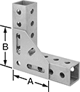 Image of ProductInUse. 90° Angle. Front orientation. Contains Annotated. Bolt-Together Framing and Fittings. Steel Bolt-Together Framing and Fittings , Surface Brackets, 90° Angle.