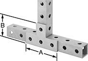 Image of ProductInUse. Extended Flush Tee. Front orientation. Contains Annotated. Bolt-Together Framing and Fittings. Steel Bolt-Together Framing and Fittings , Surface Brackets, Extended Flush Tee.