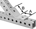 Image of ProductInUse. 45° Outside Angle. Bottom orientation. Contains Annotated. Bolt-Together Framing and Fittings. Steel Bolt-Together Framing and Fittings , Corner Brackets, 45° Outside Angle.