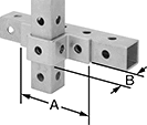 Image of ProductInUse. Offset Wraparound. Front orientation. Contains Annotated. Bolt-Together Framing and Fittings. Steel Bolt-Together Framing and Fittings , Surface Brackets, Offset Surface Bracket.