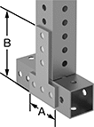 Image of ProductInUse. Flush Tee. Front orientation. Contains Annotated. Bolt-Together Framing and Fittings. Steel Bolt-Together Framing and Fittings , Surface Brackets, Flush Tee.