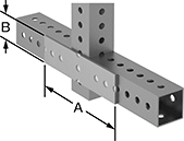 Image of ProductInUse. Extended Straight. Front orientation. Contains Annotated. Bolt-Together Framing and Fittings. Steel Bolt-Together Framing and Fittings , Surface Brackets, Extended Straight.