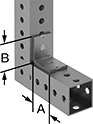 Image of ProductInUse. Corner. Front orientation. Contains Annotated. Bolt-Together Framing and Fittings. Steel Bolt-Together Framing and Fittings , Corner Brackets, 90° Corner.