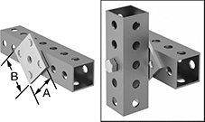 Image of ProductInUse. Crossover. Front orientation. Contains Annotated, MultipleImages. Bolt-Together Framing and Fittings. Steel Bolt-Together Framing and Fittings , Surface Brackets, Crossover.