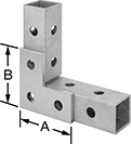 Image of ProductInUse. Flush 90° Angle. Front orientation. Contains Annotated. Bolt-Together Framing and Fittings. Steel Bolt-Together Framing and Fittings , Surface Brackets, Flush 90° Angle.