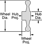 Image of Attribute. Front orientation. Contains Annotated. Machinable-Hub-Mount Spoked Hand Wheels, Flat Hand Wheels.