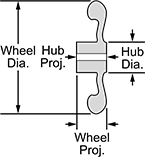 Image of Attribute. Front orientation. Contains Annotated. Unthreaded Through-Hole-Mount Solid Hand Wheels, Flat Hand Wheels.