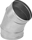 Image of Product. Front orientation. Duct and Fittings. Spiral Duct and Fittings, 45° Elbow Connectors.