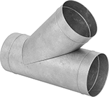 Image of Product. Front orientation. Duct and Fittings. Spiral Duct and Fittings, 45° Wye Connectors.