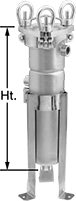 Image of Product. Style A. Front orientation. Contains Annotated. Filter Bag Housings. Stainless Steel Filter Bag Housings, Style A—304 Stainless Steel Housings with Eyebolt Cover.