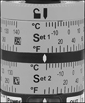 Image of Product. Adjustment Rings. Front orientation. Contains Border. Temperature Switches. Dual-Setpoint Electronic Temperature Switches.