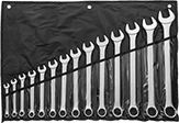 Image of Product. Front orientation. Combination Wrenches. Combination Wrench Sets, Plastic Roll-Up Pouch.