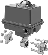 Image of Product. Exploded View. Front orientation. Motor-Actuated On/Off Valves. Easy-Maintenance Motor-Actuated On/Off Valves.