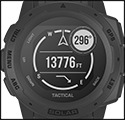 Image of ProductInUse. Weather and Elevation Monitoring. Front orientation. ZoomedIn view. Contains Border. Weather and Elevation Monitoring. Multifunction Smartwatches.