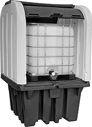 Image of ProductInUse. Front orientation. Spill-Control Sheds. For 1 275-Gallon Tank.